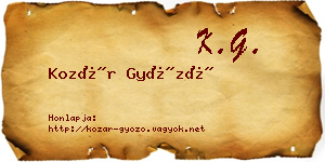Kozár Győző névjegykártya
